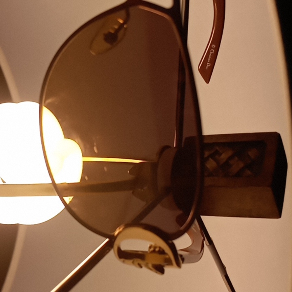 Dior Brown Gradient Aviator Sunglasses with Gold Accents - Picture 9 of 9